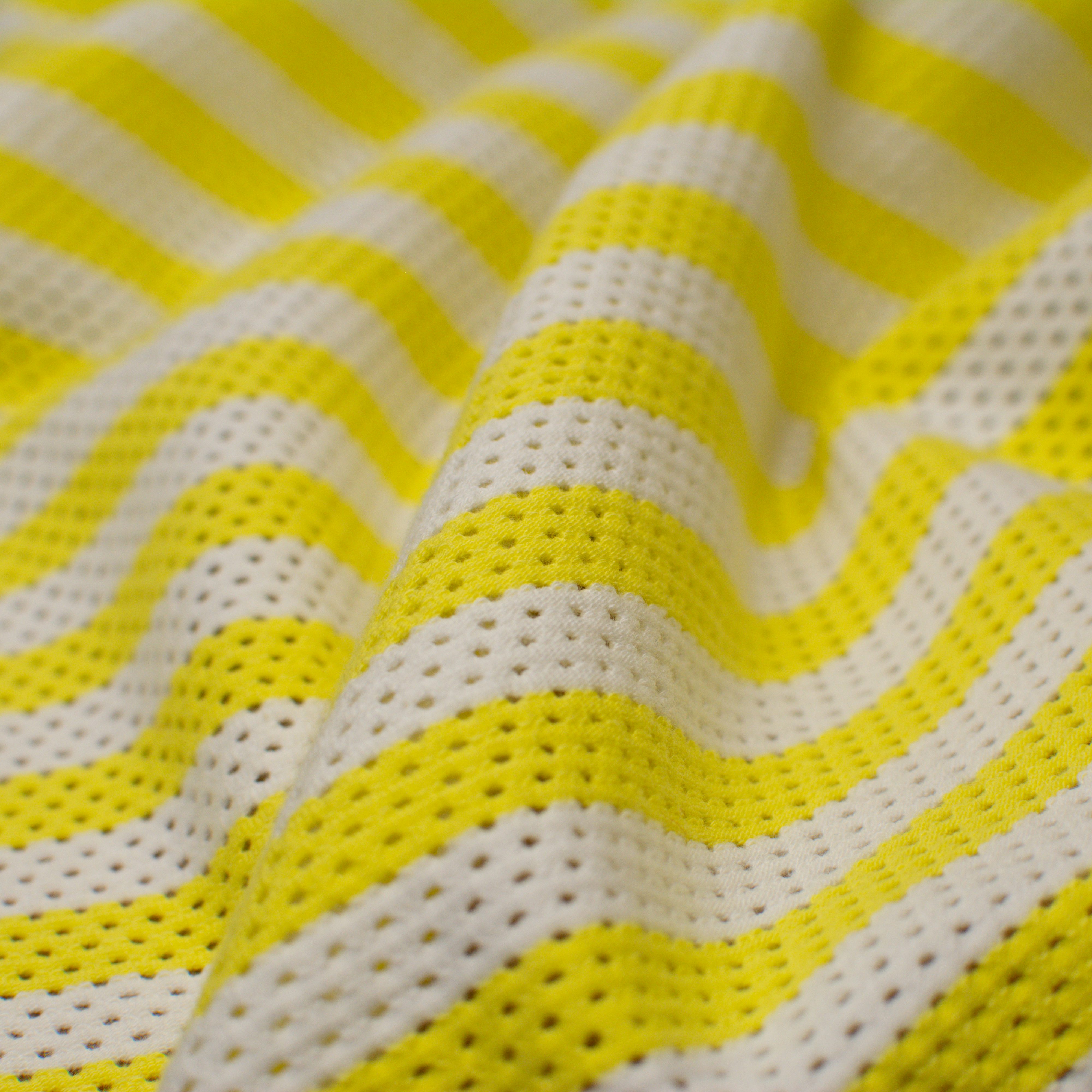 Cotton - mesh heavy - stripes yellow white